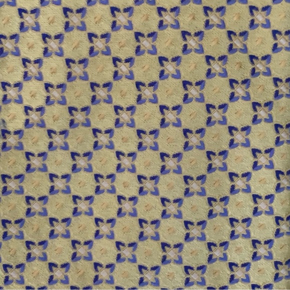 Canali Men's Silk Neck Tie, Yellow/Periwinkle Geometric Jacquard Patterned - Picture 3 of 9